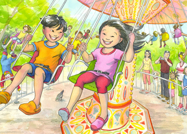 Swing Ride in the Park illustration original