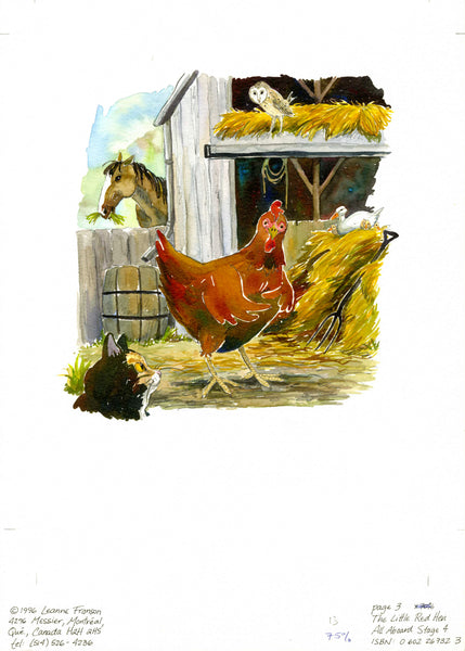 Little Red Hen illustration original : There was a little red hen