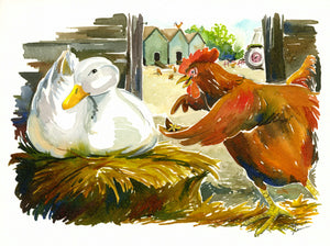 Little Red Hen illustration original Sample One