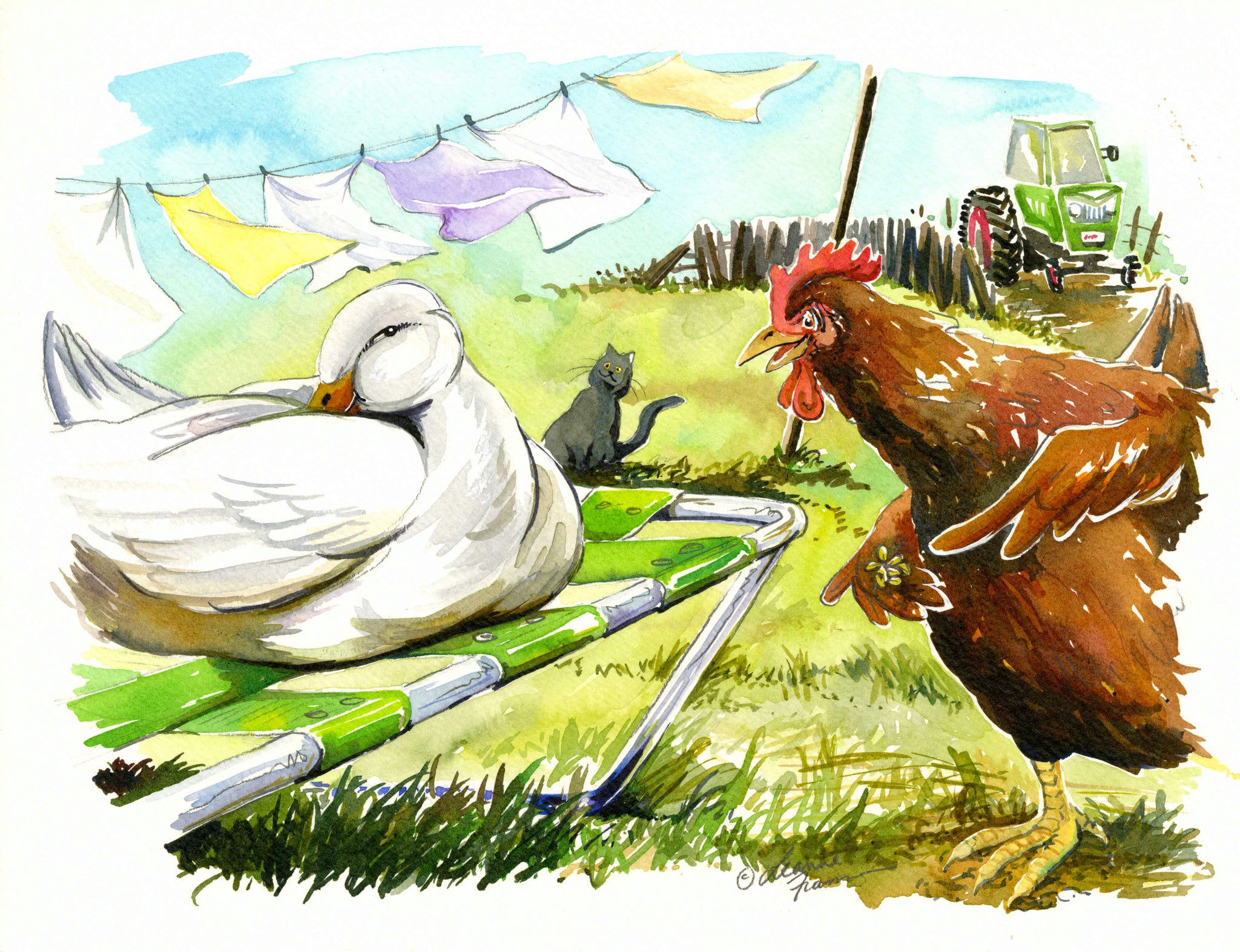 Little Red Hen illustration original Sample Two